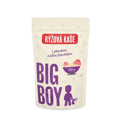 BIG BOY® Rýžová kaše s příchutí jahod v bílé čokoládě 300g Eko varianta