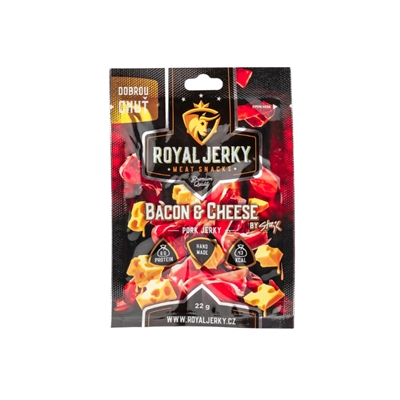 Royal Jerky: Bacon&Cheese by Stejk (vepřové sušené maso s příchutí slaniny a sýru) 22g Royal Jerky: Bacon&Cheese by Stejk (vepřové sušené maso s příchutí slaniny a sýru) 22g