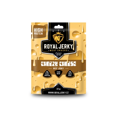 Royal Jerky: Cheezy Cheese 22 g (hovězí sušené maso s příchutí čedaru) Royal Jerky: Cheezy Cheese 22 g (hovězí sušené maso s příchutí čedaru)
