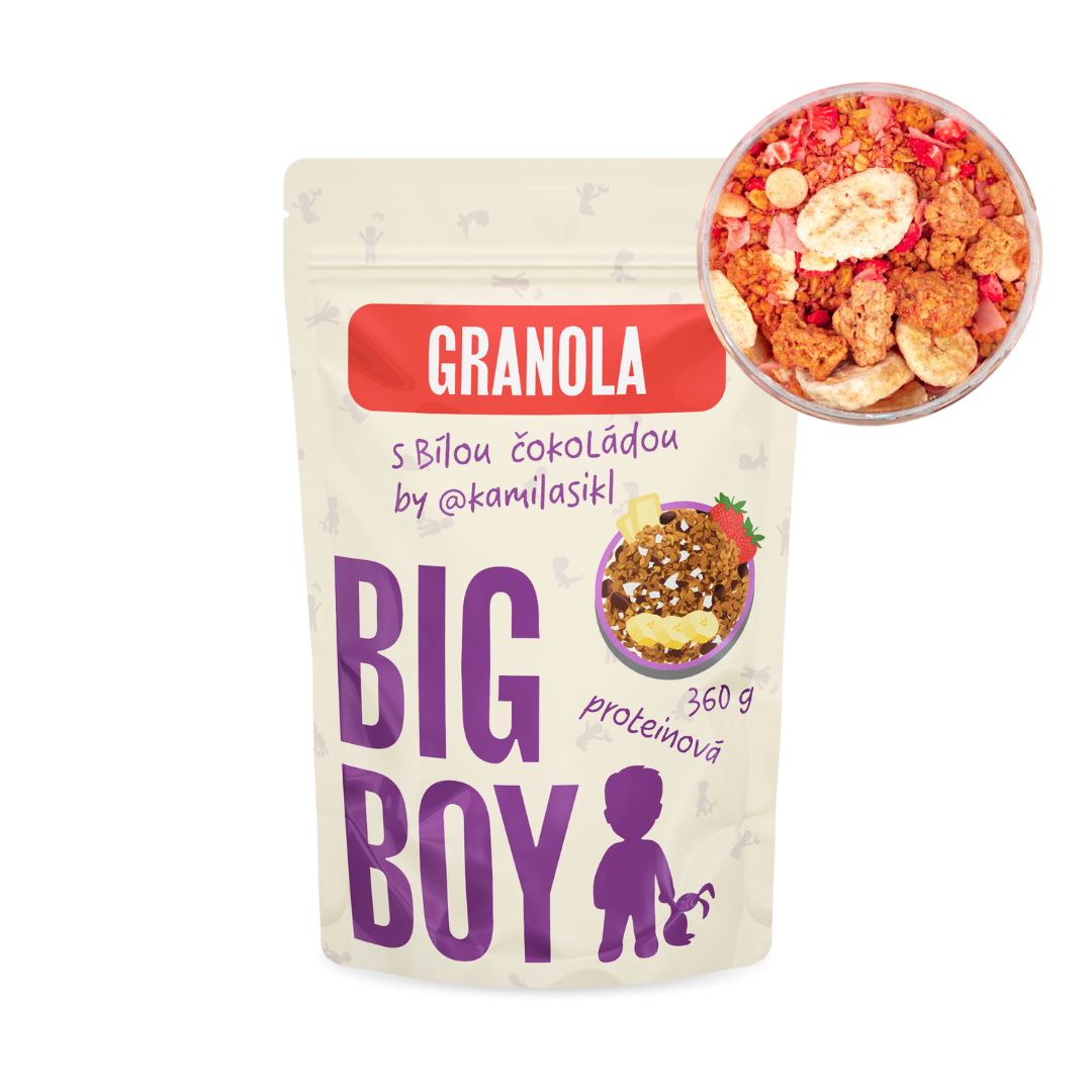 BIG BOY® Proteinová granola s bílou čokoládou by @kamilasikl 360g Eko varianta