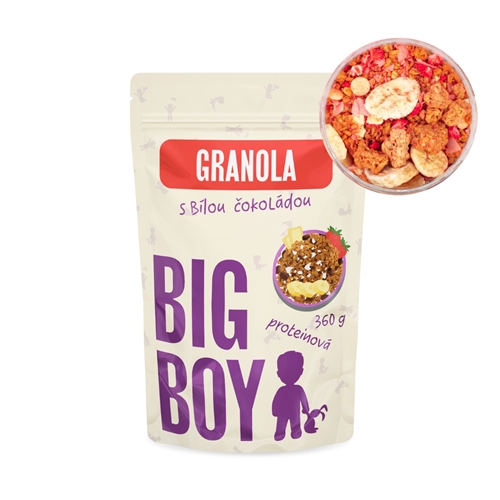 BIG BOY® Proteinová granola s bílou čokoládou a ovocem 360g