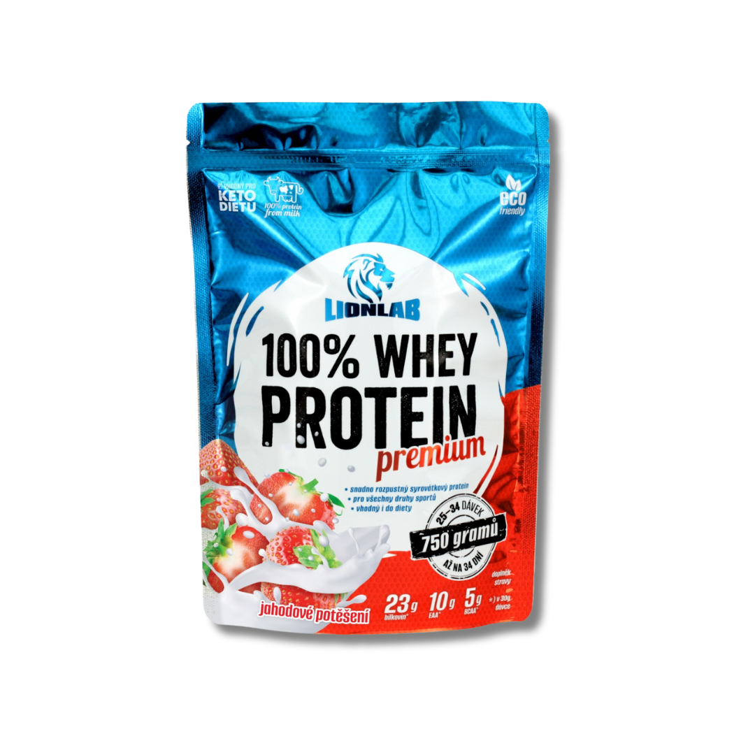 Lionlab: 100 % Whey Protein-jahodové potěšení 750 g