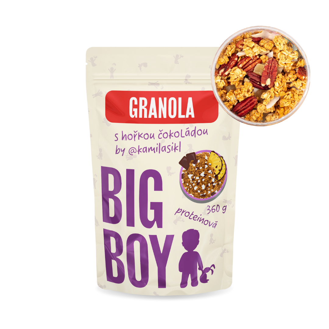 BIG BOY® Proteinová granola s hořkou čokoládou by @kamilasikl 360g Eko varianta