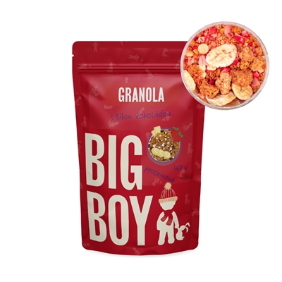 BIG BOY® Proteinová granola s bílou čokoládou a ovocem 360g