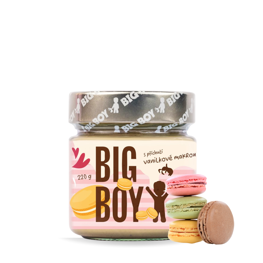 BIG BOY Vanilková makronka - Krém z mandlí a arašídů s příchutí vanilkové macronky 220 g