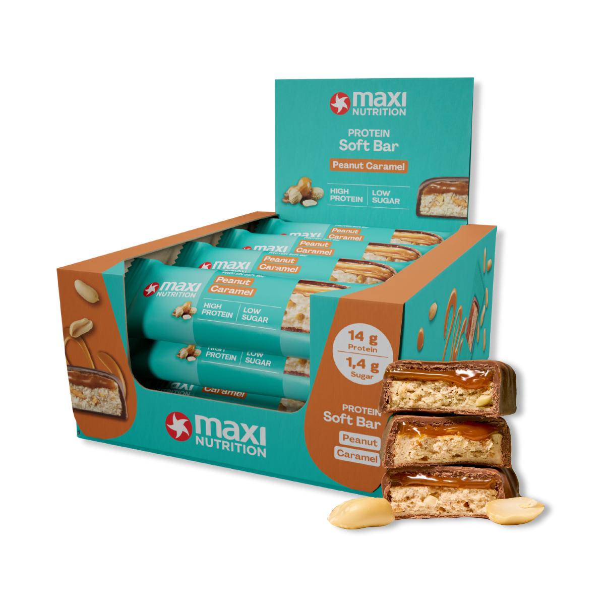 Soft Bar Peanut Caramel 16x45 g