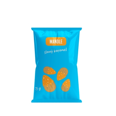 Mandle v čokoládě s příchutí karamelu a soli 75 g Mandle v čokoládě s příchutí karamelu a soli 75 g