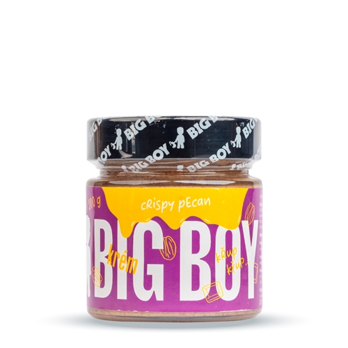 BIG BOY® Crispy Pecan - Jemný arašídovo-pekanový krém s bílou čokoládou, karamelem a rýžovými kuličkami 200g