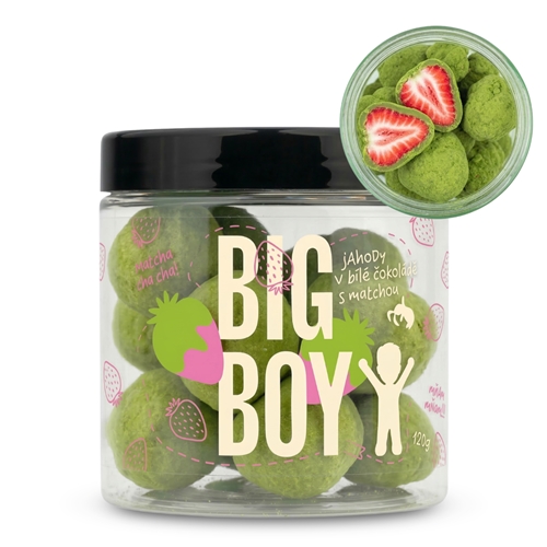 BIG BOY® Jahody v matcha a bílé čokoládě 120 g BIG BOY® Jahody v matcha a bílé čokoládě 120 g