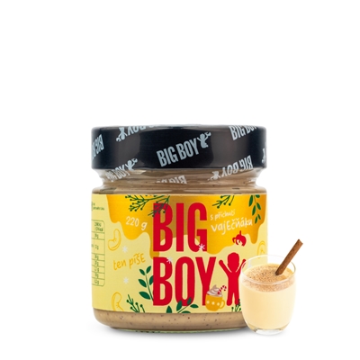 BIG BOY® Vaječňák - Kešu krém s bílou čokoládou, vanilkou a vaječno-rumovou příchutí 220g BIG BOY® Vaječňák - Kešu krém s bílou čokoládou, vanilkou a vaječno-rumovou příchutí 220g